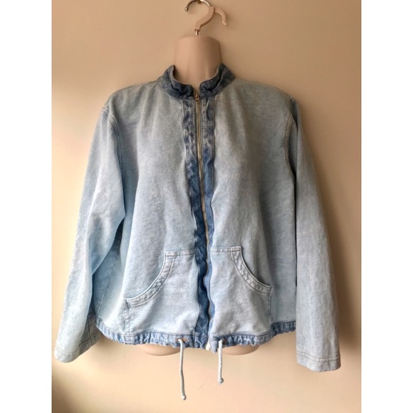 Vintage Jackets & Blazers - ✨ Totally Rad 90s Soft Denim/ Jean Zip Up Jacket